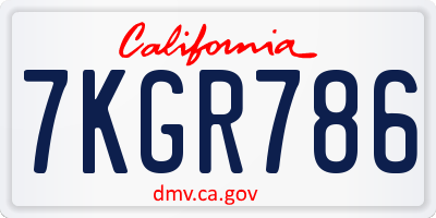 CA license plate 7KGR786