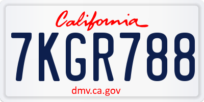 CA license plate 7KGR788