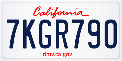 CA license plate 7KGR790
