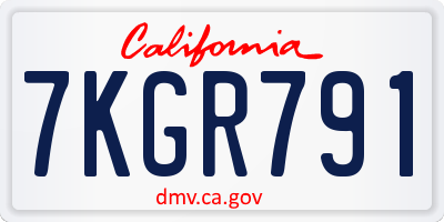 CA license plate 7KGR791