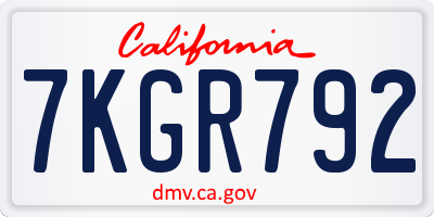 CA license plate 7KGR792