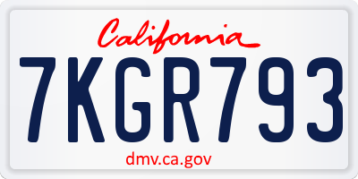 CA license plate 7KGR793