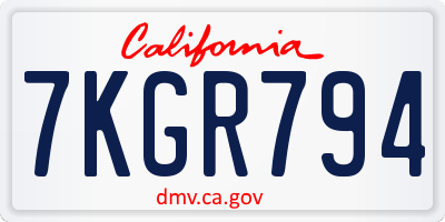 CA license plate 7KGR794