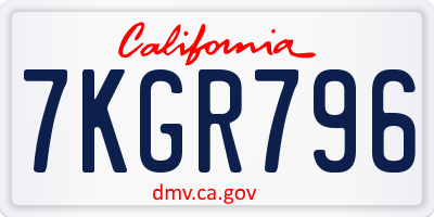CA license plate 7KGR796