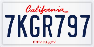 CA license plate 7KGR797