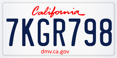 CA license plate 7KGR798