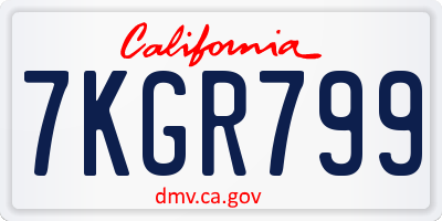 CA license plate 7KGR799