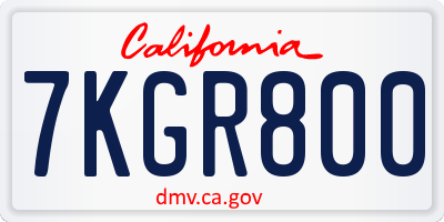 CA license plate 7KGR800
