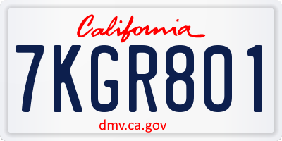 CA license plate 7KGR801