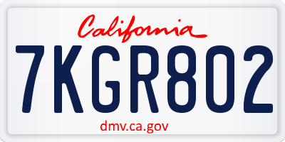 CA license plate 7KGR802