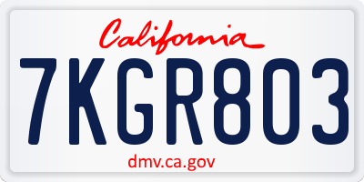 CA license plate 7KGR803