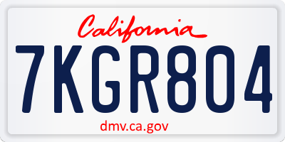 CA license plate 7KGR804