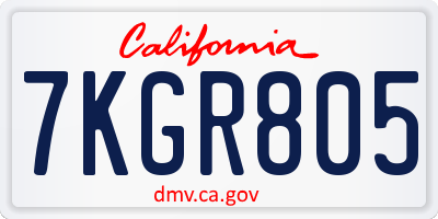 CA license plate 7KGR805