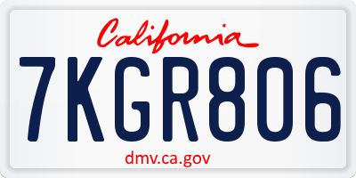 CA license plate 7KGR806