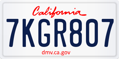 CA license plate 7KGR807