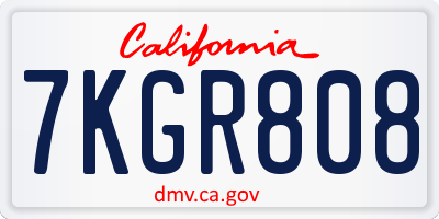 CA license plate 7KGR808