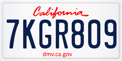 CA license plate 7KGR809