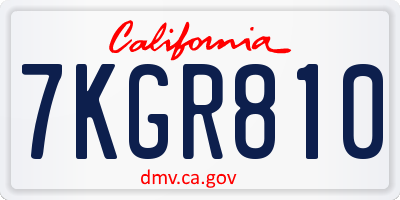 CA license plate 7KGR810