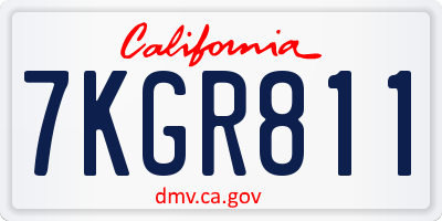 CA license plate 7KGR811