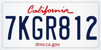 CA license plate 7KGR812