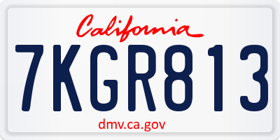 CA license plate 7KGR813