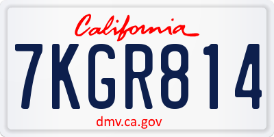 CA license plate 7KGR814