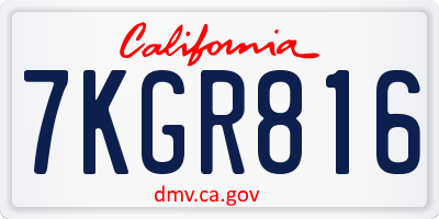 CA license plate 7KGR816