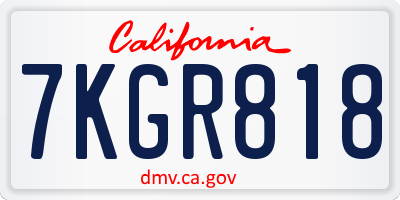 CA license plate 7KGR818