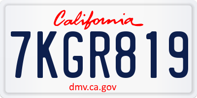 CA license plate 7KGR819