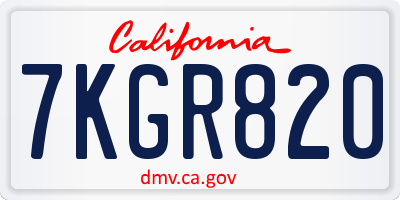CA license plate 7KGR820