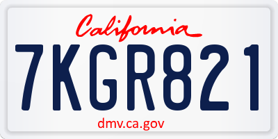 CA license plate 7KGR821