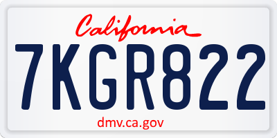 CA license plate 7KGR822