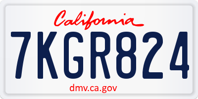 CA license plate 7KGR824