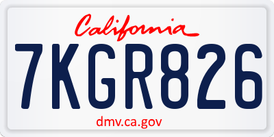 CA license plate 7KGR826