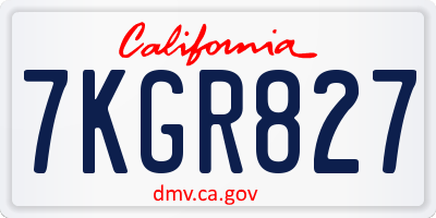 CA license plate 7KGR827