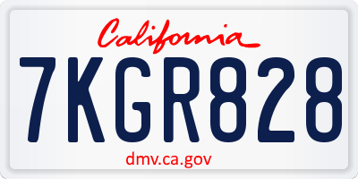 CA license plate 7KGR828