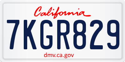 CA license plate 7KGR829