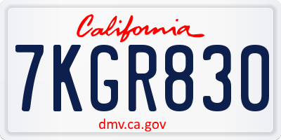 CA license plate 7KGR830