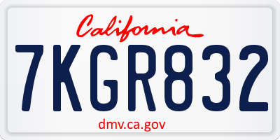 CA license plate 7KGR832