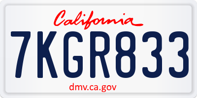 CA license plate 7KGR833