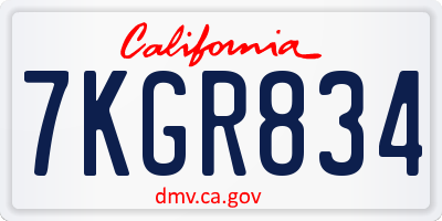 CA license plate 7KGR834