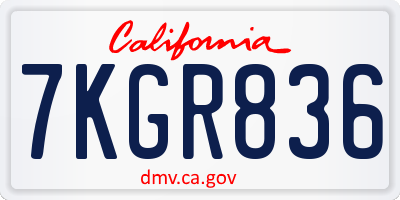 CA license plate 7KGR836