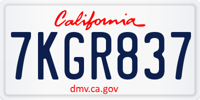 CA license plate 7KGR837
