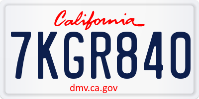 CA license plate 7KGR840