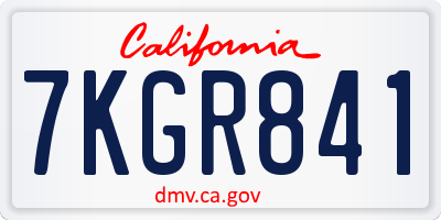 CA license plate 7KGR841