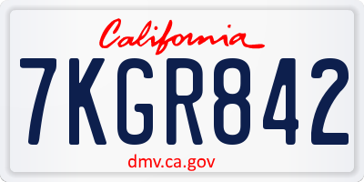CA license plate 7KGR842