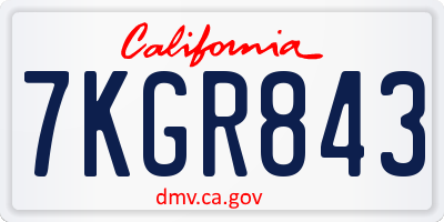 CA license plate 7KGR843