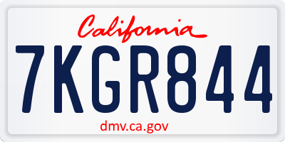 CA license plate 7KGR844