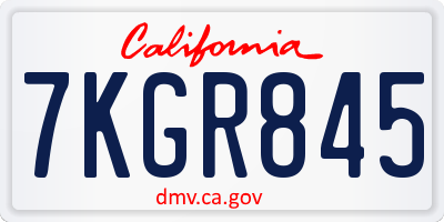 CA license plate 7KGR845
