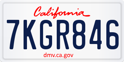 CA license plate 7KGR846